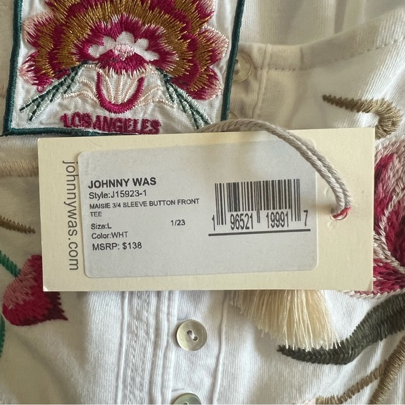 Johnny Was • Maisie 3/4 Sleeve Button Front Tee • Size L • NWT - Picture 7 of 7